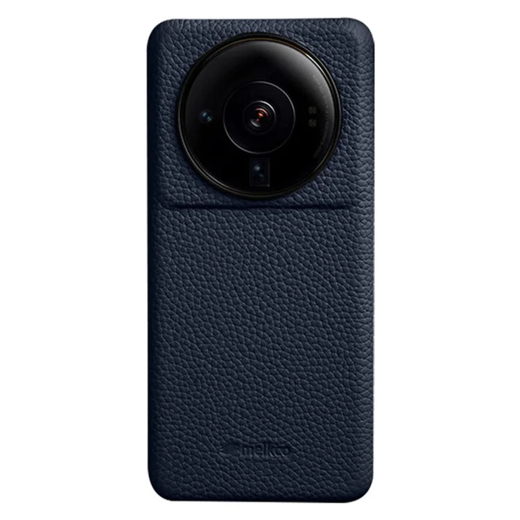 MELKCO Ударопоглощающий чехол для Xiaomi 12S Ultra 5G из натуральной коровьей кожи с покрытием из поликарбоната - Темно-синий