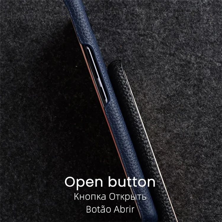 MELKCO Ударопоглощающий чехол для Xiaomi 12S Ultra 5G из натуральной коровьей кожи с покрытием из поликарбоната - Темно-синий