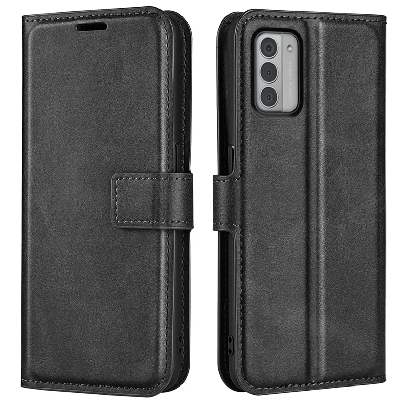 Protective Case for Nokia G42 , Calf Texture PU Leather Wallet Stand Phone Cover - Black