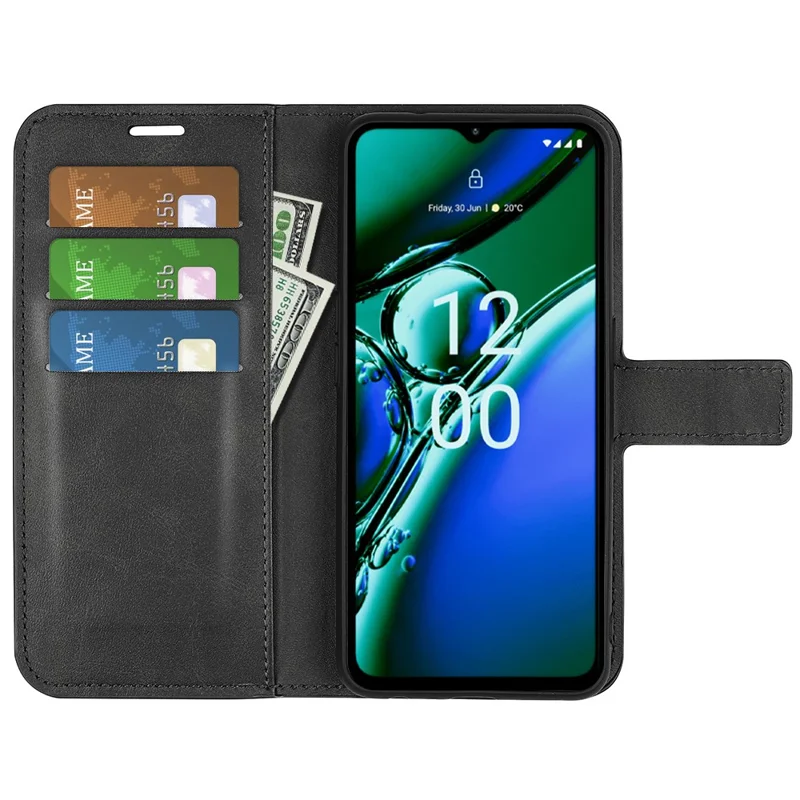 Protective Case for Nokia G42 , Calf Texture PU Leather Wallet Stand Phone Cover - Black
