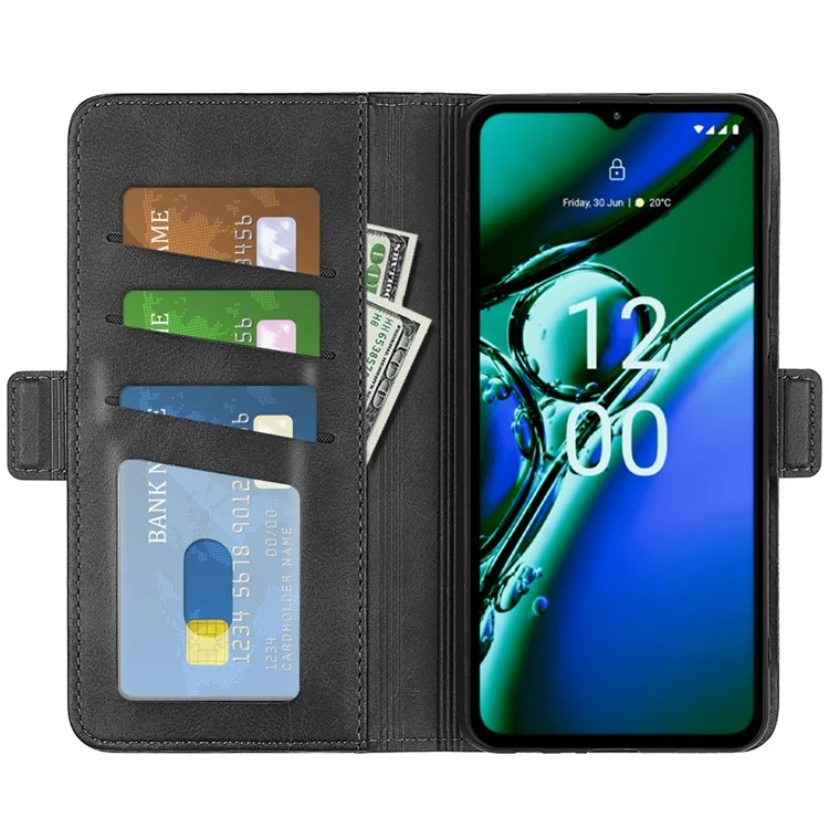 Per Nokia G42 Calf Texture Shockproof Stand Cover PU Leather Wallet Phone Case - Nero