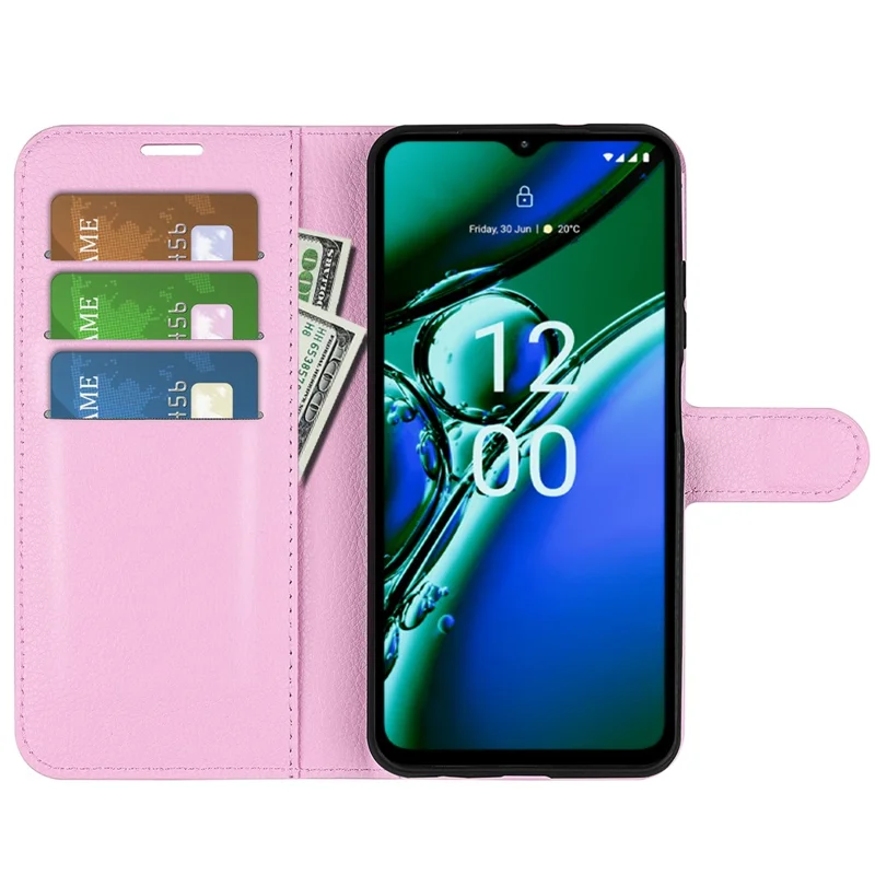 For Nokia G42 Litchi Texture Phone Stand Cover PU Leather Wallet Anti-scratch Case - Pink
