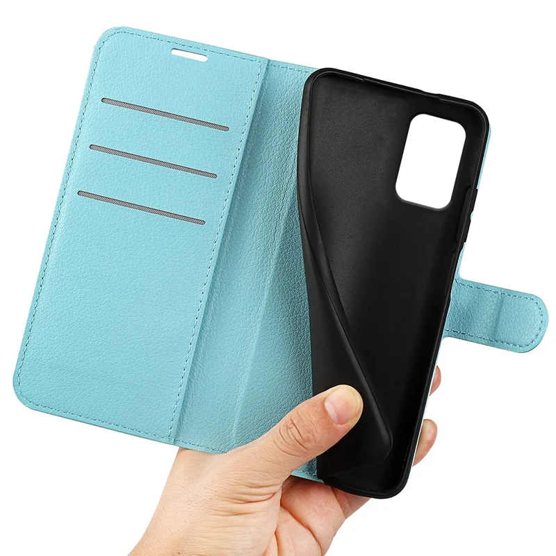 Para Nokia G42 Litchi Texture Phone Stand Cover PU Leather Wallet Anti-scratch Case - Azul