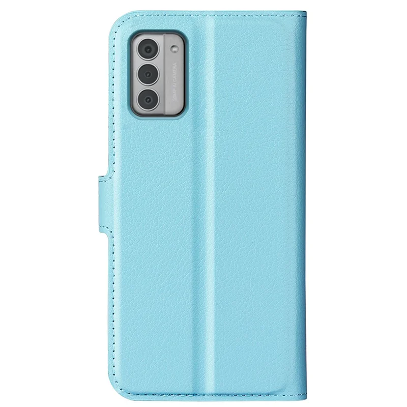 Para Nokia G42 Litchi Texture Phone Stand Cover PU Leather Wallet Anti-scratch Case - Azul