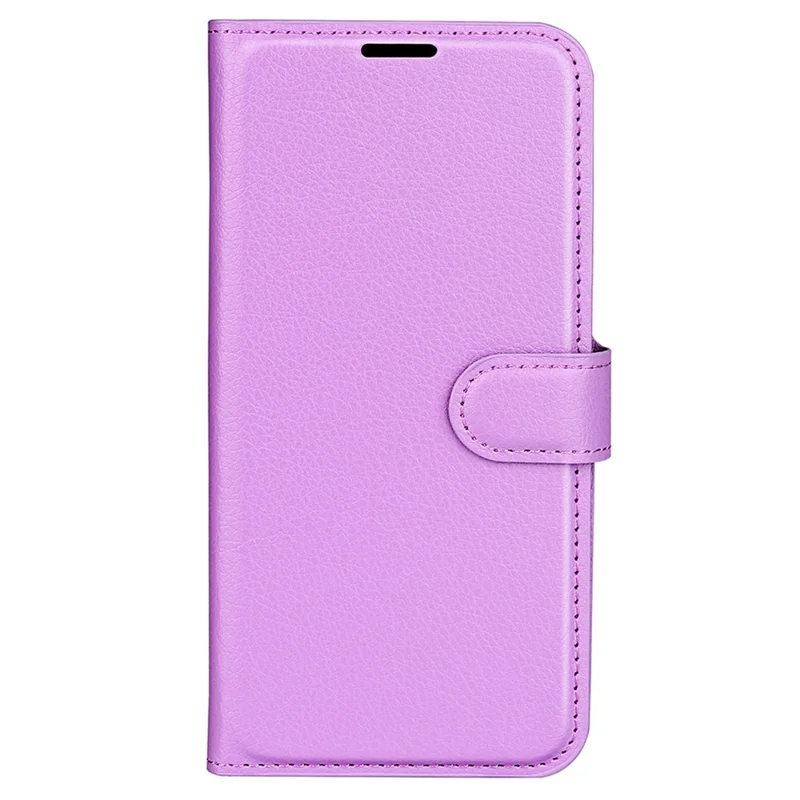 Para Nokia G42 Funda Protectora de Cartera de Piel de Textura de Lichí Soporte de Teléfono Cubierta de Cuero PU Resistente a los Arañazos - Púrpura