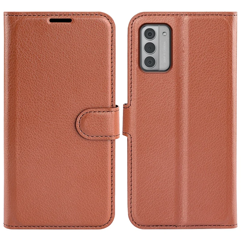 For Nokia G42 Litchi Texture Phone Stand Cover PU Leather Wallet Anti-scratch Case - Brown
