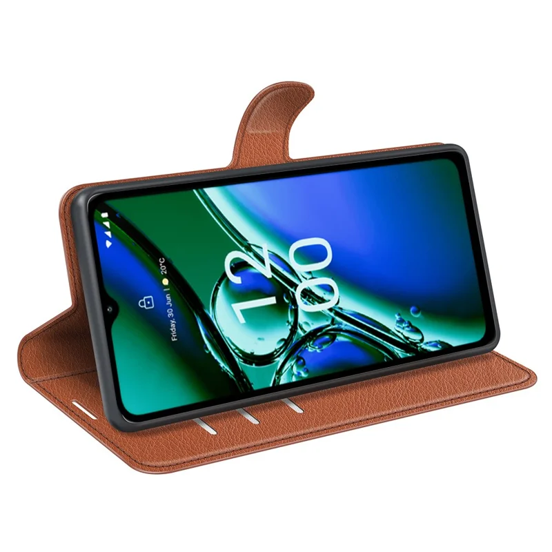 For Nokia G42 Litchi Texture Phone Stand Cover PU Leather Wallet Anti-scratch Case - Brown
