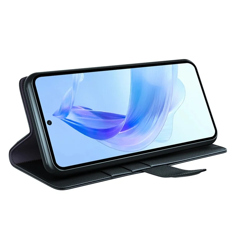 For Honor 90 Lite 5G / X50i 5G Custodia Protettiva in Pelle Genuina Bifacciale con Supporto - Nero