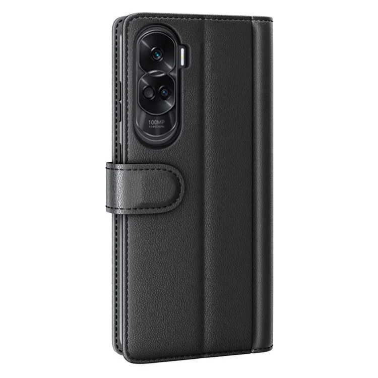 For Honor 90 Lite 5G / X50i 5G Custodia Protettiva in Pelle Genuina Bifacciale con Supporto - Nero