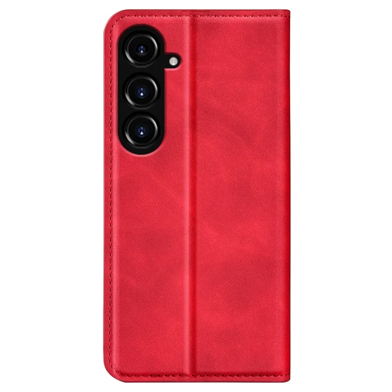 For Samsung Galaxy S23 FE PU Leather Stand Cover Skin-touch Smartphone Wallet Case - Red