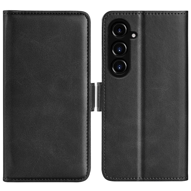 Для Samsung Galaxy S23 FE Calf Texture Cover PU Leather Wallet Phone Case с подставкой - Черный
