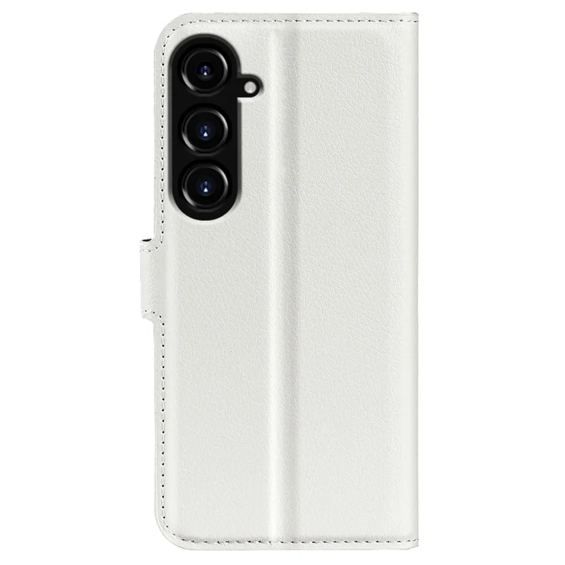For Samsung Galaxy S23 FE Litchi Texture Magnetic Clasp Stand Cover PU Leather Wallet Phone Case - White