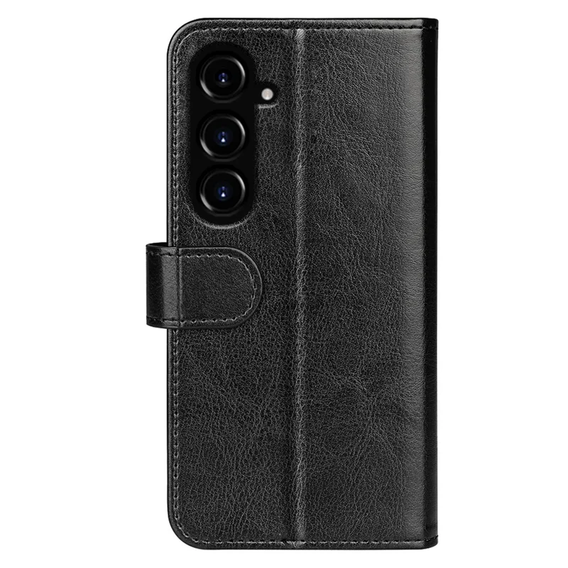 Pour Samsung Galaxy S23 FE Anti-collision Crazy Horse Texture Phone Case PU Leather Wallet Stand Cover - Noir