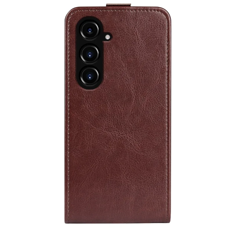 Para Samsung Galaxy S23 FE Vertical Flip PU Leather Phone Case Card Holder Drop-proof Cover - Marrón