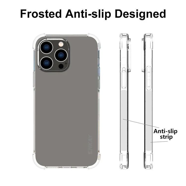 ENKAY HAT PRINCE For iPhone 15 Pro TPU Transparent Phone Case Cover with High Aluminium-silicon Glass Screen Film