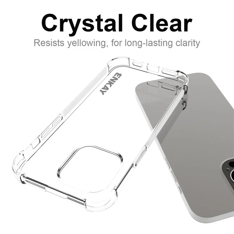 ENKAY HAT PRINCE For iPhone 15 Pro TPU Transparent Phone Case Cover with High Aluminium-silicon Glass Screen Film