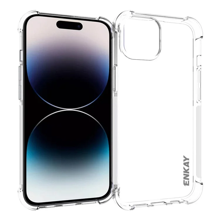 ENKAY HAT PRINCE для iPhone 15 Plus Crystal Clear Cover Soft TPU Anti-slip Strip Edge Phone Case