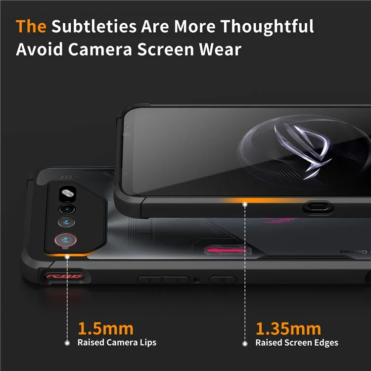 Para Asus ROG Phone 6 5G / ROG Phone 7 5G, funda de teléfono antiarañazos de PC duro + TPU, funda protectora de teléfono