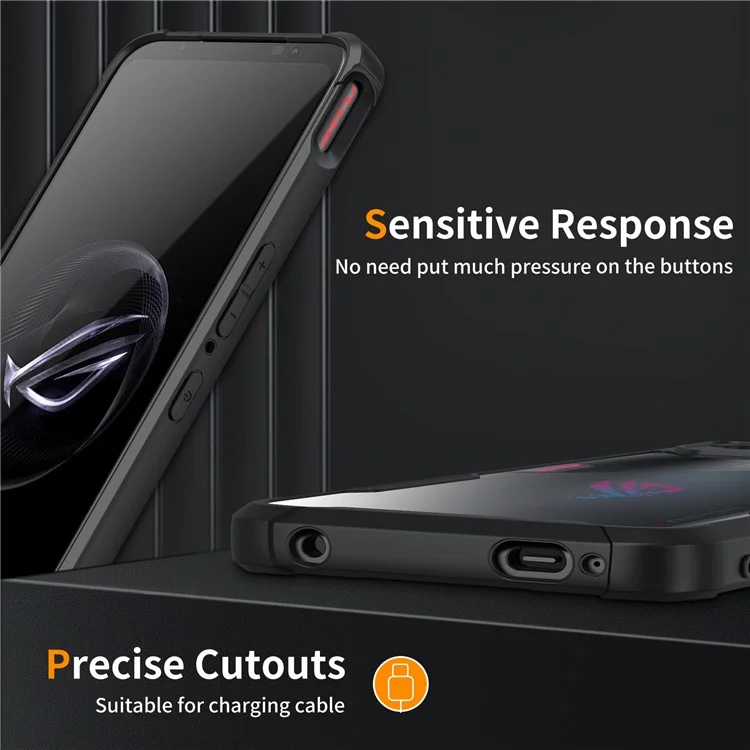 Para Asus ROG Phone 6 5G / ROG Phone 7 5G, funda de teléfono antiarañazos de PC duro + TPU, funda protectora de teléfono