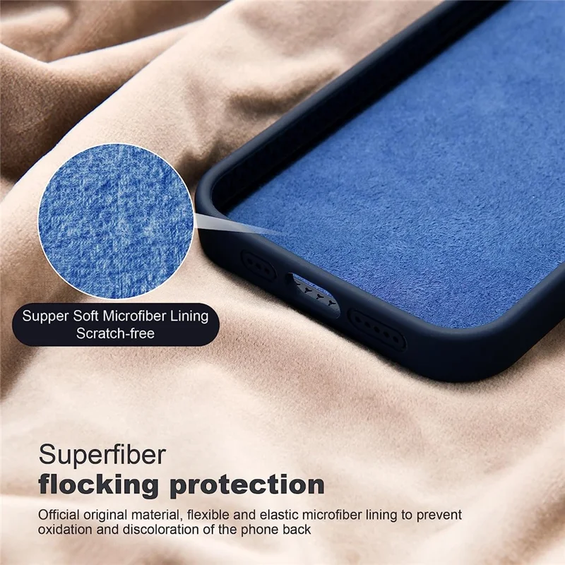 For iPhone 14 Magnetic Phone Case Hidden Kickstand Protective Cover Shockproof Liquid Silicone Shell - Navy Blue