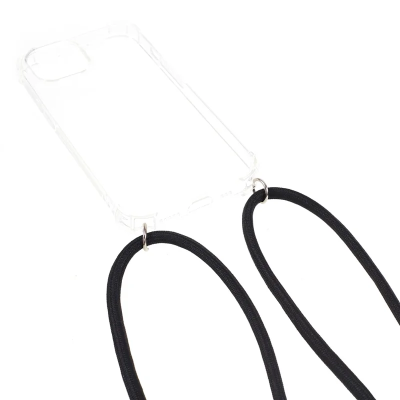 Capa Anti-queda para iPhone 15, Capa Traseira de TPU Transparente à Prova de Choque com Cordão nas Quatro Esquinas