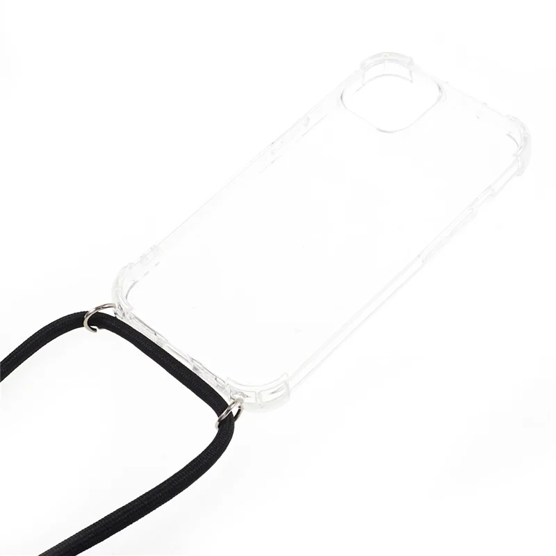 TPU Phone Cover for iPhone 15 Plus , Four Corner Anti-drop Clear Phone Back Case with Lanyard