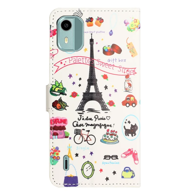 For Nokia C12 4G / C12 Pro / C12 Plus Pattern Printing Phone Leather Case Stand Wallet Cover - Iron Tower