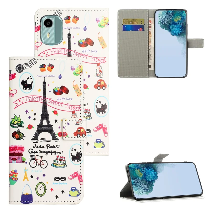 For Nokia C12 4G / C12 Pro / C12 Plus Pattern Printing Phone Leather Case Stand Wallet Cover - Iron Tower