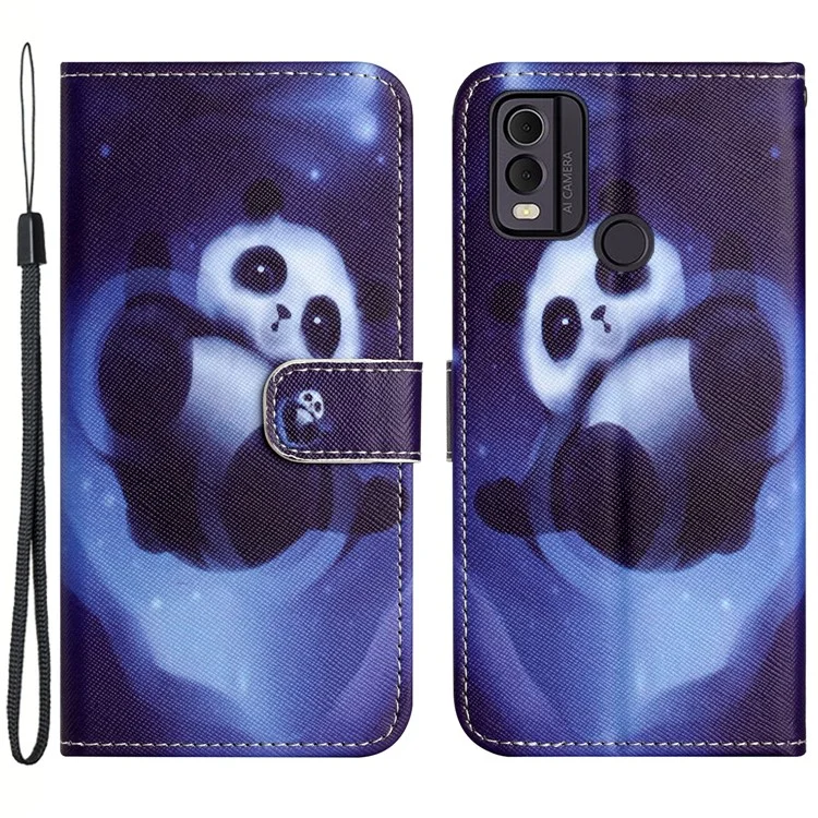 For Nokia C32 / C22 PU Leather Wallet Phone Case 3D Pattern Printing Phone Stand Cover - Panda