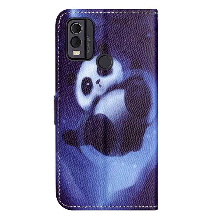 For Nokia C32 / C22 PU Leather Wallet Phone Case 3D Pattern Printing Phone Stand Cover - Panda