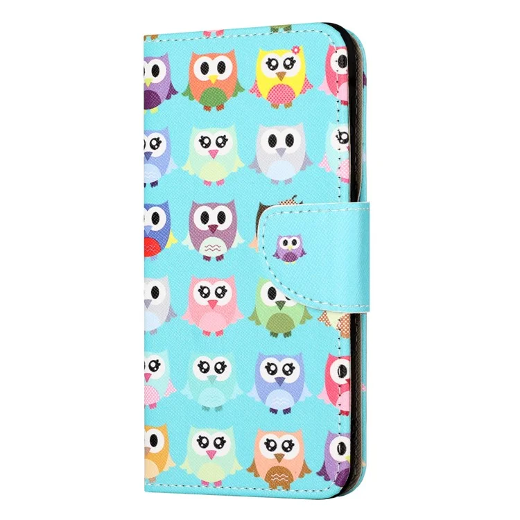 For Nokia C32 / C22 Cross Texture Phone Leather Case Wallet Stand Pattern Printing Phone Cover - Owls
