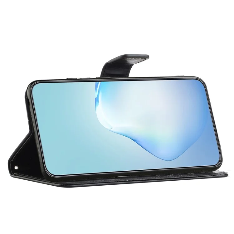 Per Nokia C32 / C22 con supporto per supporto Custodia portafoglio in pelle PU con motivo stampato a gufo e albero - Nero