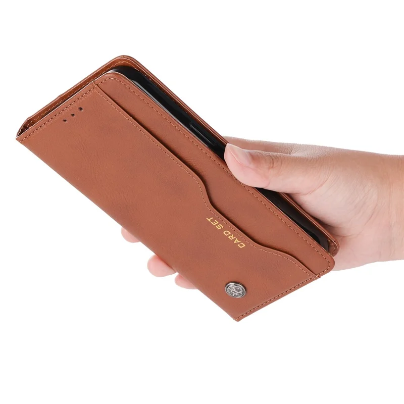 Flip hoesje met leren portemonnee en magnetische sluiting voor iPhone 15 Pro - Lichtbruin