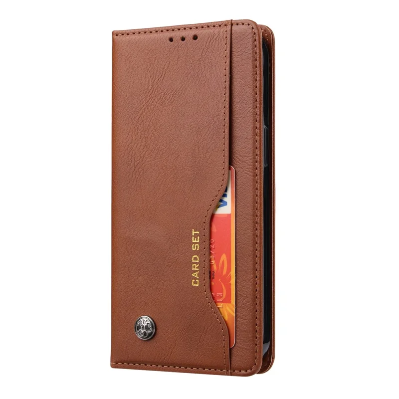 Flip hoesje met leren portemonnee en magnetische sluiting voor iPhone 15 Pro - Lichtbruin