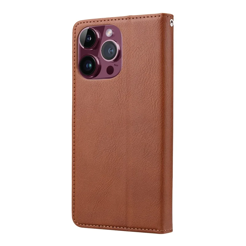 Flip hoesje met leren portemonnee en magnetische sluiting voor iPhone 15 Pro - Lichtbruin