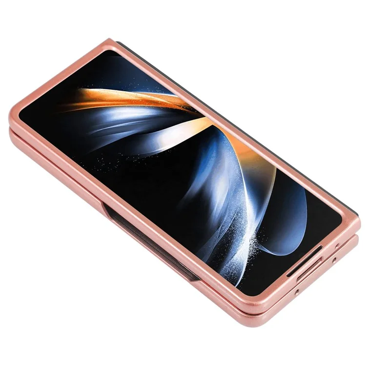 For Samsung Galaxy Z Fold5 5G Glitter Sequins Phone Case Electroplating TPU Frame Hard PC Back Cover - Rose Gold