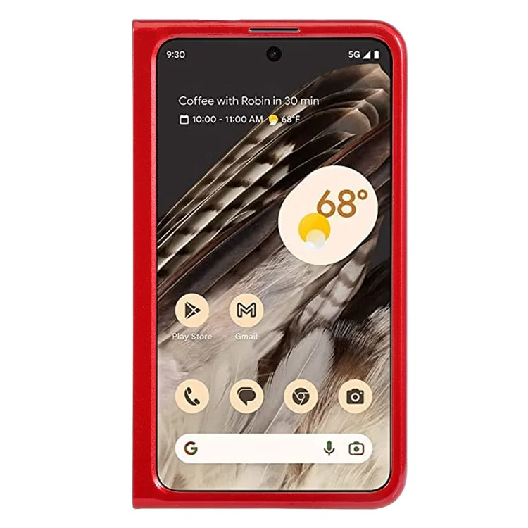 For Google Pixel Fold Electroplating TPU Frame + Hard PC Case Glitter Sequins Cell Phone Case - Red