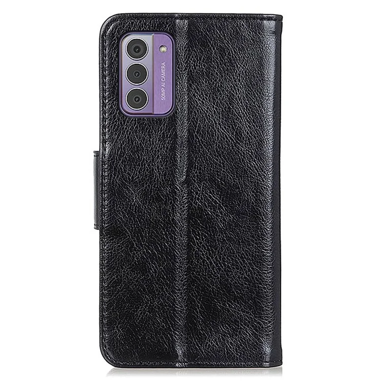 For Nokia G42 Drop Protection Phone Shell Nappa Texture Split Leather Wallet Case Phone Stand Cover - Black