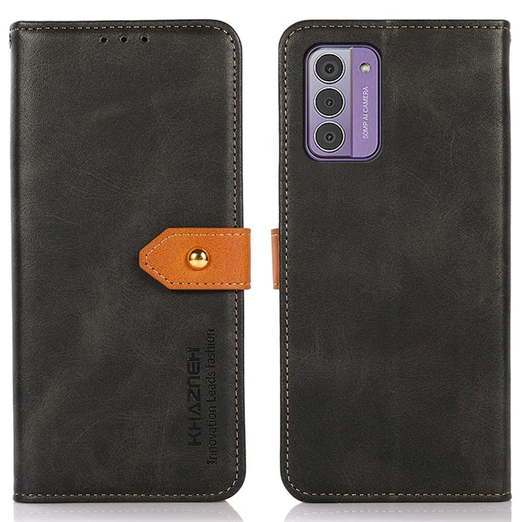 KHAZNEH Para Nokia G42 Capa Protetora Antirrisco de Couro PU Wallet - Preto