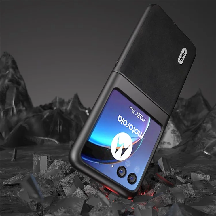 ABEEL для Motorola Razr 40 Ultra 5G, чехол для телефона из ПУ-кожи с жесткой пластиковой задней панелью, коровья текстура - черный