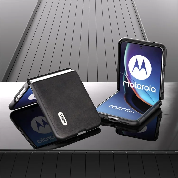 ABEEL для Motorola Razr 40 Ultra 5G, чехол для телефона из ПУ-кожи с жесткой пластиковой задней панелью, коровья текстура - черный