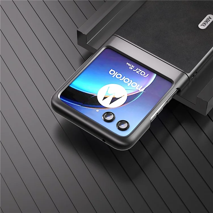 ABEEL для Motorola Razr 40 Ultra 5G, чехол для телефона из ПУ-кожи с жесткой пластиковой задней панелью, коровья текстура - черный