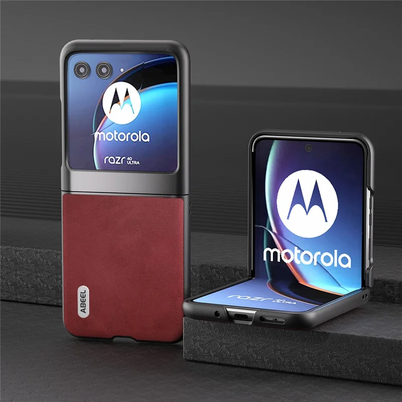 ABEEL For Motorola Razr 40 Ultra 5G PU Leather Coated Hard PC Phone Case Cowhide Texture Back Cover - Red