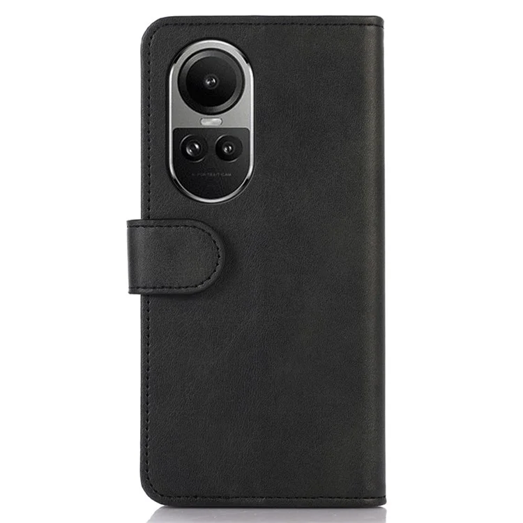 Pour Oppo Reno10 Pro 5G (Global) / Reno10 5G (Global) Cowhide Texture Phone Wallet Case Phone Stand PU Leather Cover - Black