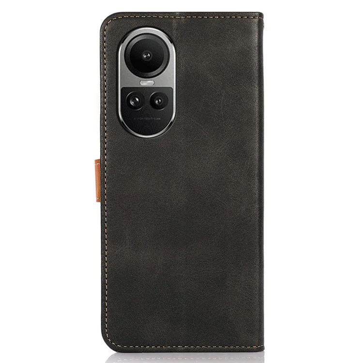 KHAZNEH para Oppo Reno10 Pro 5G (Global) / Reno10 5G (Global) Funda de cartera de cuero de vaca con soporte Funda de teléfono de cuero sintético - Negro