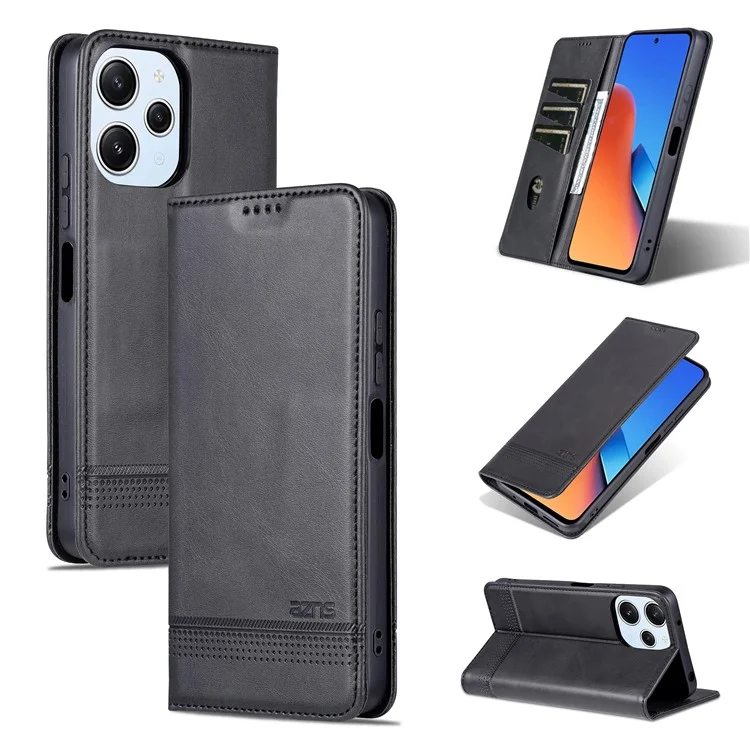 AZNS Para Xiaomi Redmi 12 4G Soporte de Soporte Funda Telefónica  Funda de Billetera de Cuero PU Magnética Carcasa de Teléfono - Negro