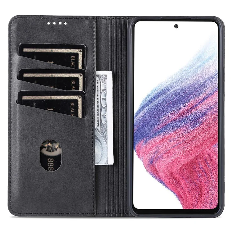 AZNS para Samsung Galaxy S23 FE Funda de teléfono móvil con tapa de piel de cuero sintético PU, tapa plegable, soporte para visualización - Negro
