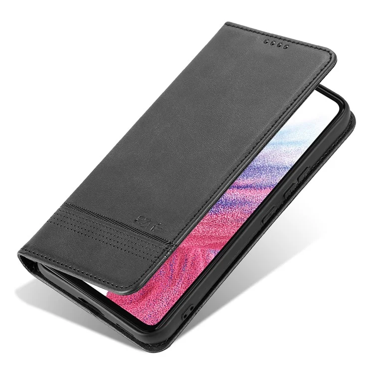 AZNS para Samsung Galaxy S23 FE Funda de teléfono móvil con tapa de piel de cuero sintético PU, tapa plegable, soporte para visualización - Negro