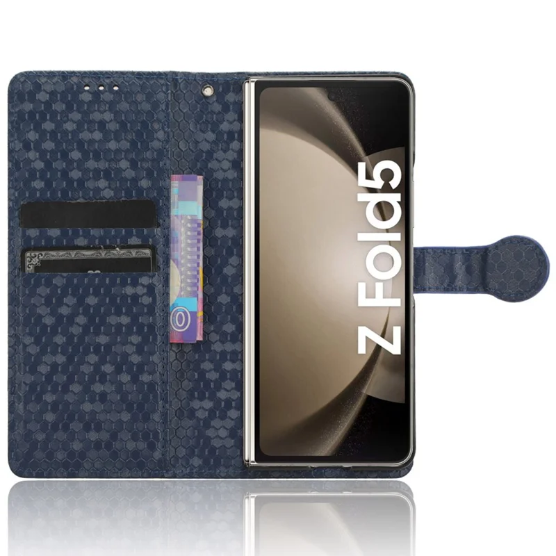 Wallet Shell for Samsung Galaxy Z Fold5 5G Imprinted Dot Pattern Phone Cover PU Leather Stand Case - Dark Blue