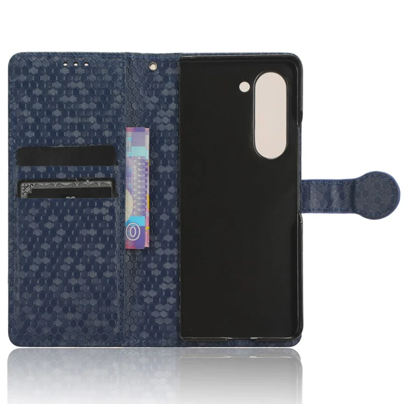 Wallet Shell for Samsung Galaxy Z Fold5 5G Imprinted Dot Pattern Phone Cover PU Leather Stand Case - Dark Blue